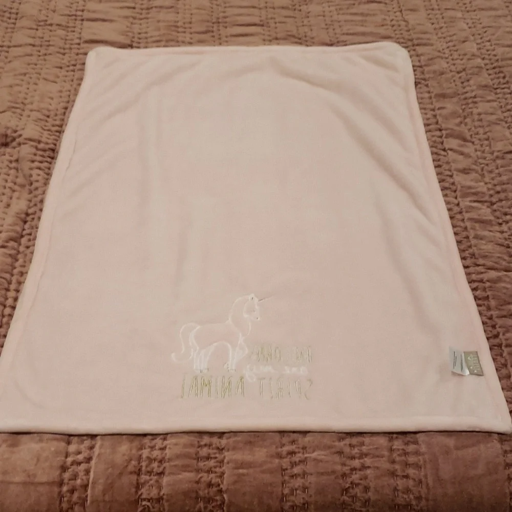 Unicorn Baby Blanket Lextex Spirit Animal Fantasy Sparkle Metallic Faux Fur Pink